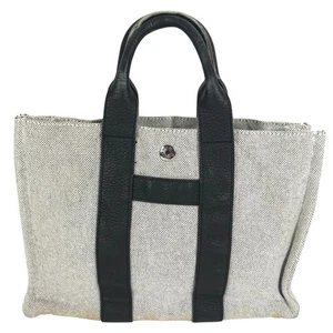 HERMES Sacquain PM Tote Bag Hand Bag Toile H / Leather Black/gray - Picture 1 of 13