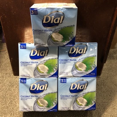 Jabón en barra para el cuidado de la piel limpieza suave de agua de coco X5 Dial 3 barras - 4 oz cada una Foto 1 de 4