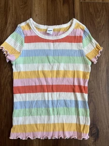 Old Navy Girls Y2K Crinkle Stripe Rainbow Top Shirt 5T - Picture 1 of 2