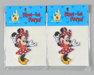 Vintage Walt Disney World Minnie Mouse Bügelbild Patch 2 Stück NEU im Paket - Bild 1 von 3