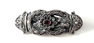 SILBER DESIGN BROSCHE ° 925 / ooo ° Meistermarke ° Roter Stein ° - Picture 1 of 10
