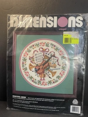 Dimensions Beautiful Music Crewel Needlework Embroidery 1426 Size 16x16” Vintage - Image 1 of 4