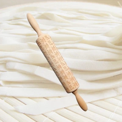  Teigrolle Mit Muster Nudelholz Gebäckrollstift Bäckerei Rolling Pin - Bild 1 von 4