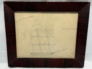 Bleistiftzeichnung "Ship Griffin, Boston — Lying at San Francisco" um 1850 - Bild 1 von 8
