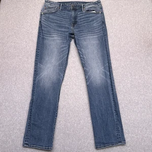 Pantalones de mezclilla American Eagle Airflex Plus para hombre 36x32 ajustados rectos lavado medio - Imagen 1 de 10