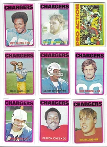 1972 Topps San Diego Chargers footbal 11-card set John Hadl Deacon Jones LeVias - Picture 1 of 4
