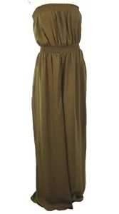 Forever 21 Jumpsuit Strapless Wide Leg Olive Green Khaki Teen Girls Size S Flowy - Picture 1 of 17