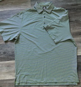 Herren FootJoy Golf Poloshirt XL grün/blau gestreift silber Rock Logo - Bild 1 von 12