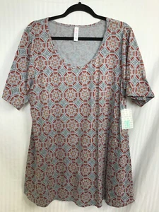 NWT Lularoe 2XL Perfect T Shirt Red Orange Grey - Picture 1 of 2