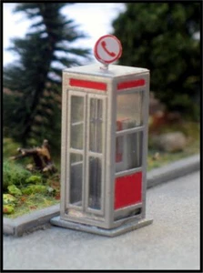 NINIVE 112H Cabina telefono con luce LED x stazione plastico ferroviario H0 1:87 - Photo 1/3