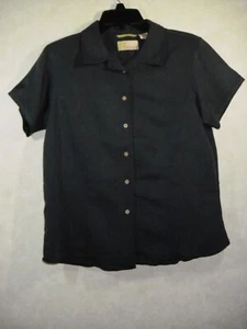 Cubavera Top Shirt Women L Blue Collared Short Sleeve Button Up - Picture 1 of 6