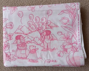 Waverly Fabric Baby Playland Toile Pink on White Screen Print 58" x 46" Approx. - Picture 1 of 12