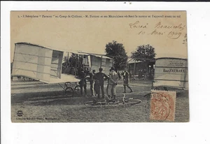 1909 French Airplane L'aeroplane Farman au Camp de Chalons RPPC Postcard p2159 - Picture 1 of 2