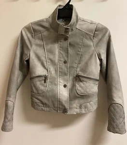 Bernardo Fashions Girls Gray Faux Leather Jacket Size 7/8 - Picture 1 of 6