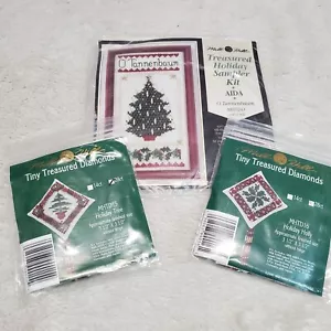 Mill Hill Cross Stitch Kit Christmas Holiday Sampler Tannenbaum Tree Holly Set 3 - Picture 1 of 7