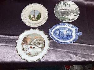 VINTAGE Lot of 4 MISMATCHED Scenic Decorative Plates - Picture 1 of 5