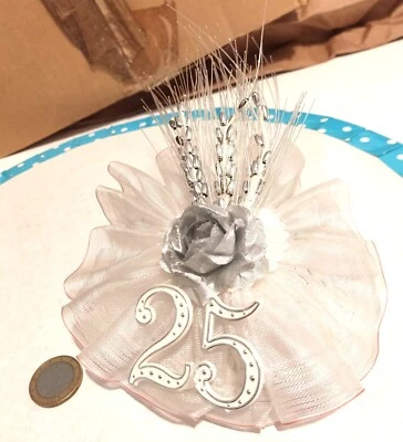 Topper 25 anni argento spiga Matrimonio per Torte Ambras - Immagine 1 di 2