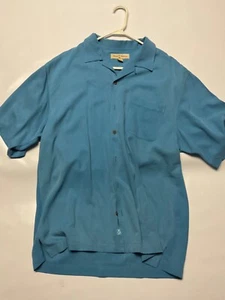 Men’s size Large TOMMY BAHAMA button up SHIRT casual dress SILK - Picture 1 of 6