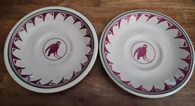 Ancient Mimbreno Indian Replica Sante Fe Dining Car Service 2 Plate Saucers 6" - Image 1 of 4