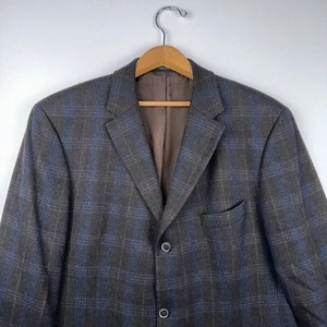 Hugo Boss Lanificio f.lli Cerruti 44R Rosselini Blue Brown Blazer Wool Cashmere - Picture 1 of 11