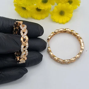18K Gold Plated Infinity Love Symbol with Crystals Hoop Earrings. Oro Laminado - Picture 1 of 5