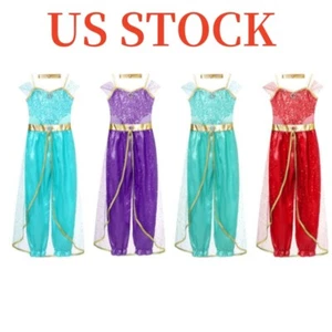 Girls Princess Dancewear Sleeveless Arabian Belly Dance Cosplay Costume - Picture 1 of 58