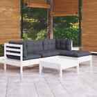 Vidaxl 5 Piece Garden Lounge Set With Cushions White Pinewood Aus