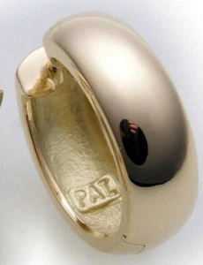 Men Single Earring Hinged Creoles Gold 750 Curved 16 mm Yellow Gold 18 Karat Top - Picture 1 of 3
