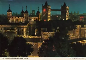 POSTKARTE Tower of London und Tower Bridge, England, UK ~ Nachtsicht - Bild 1 von 2