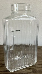 Vintage ARC France Ribbed Glass Pitcher 2 Qt Retro Refrigerator Jug NO LID - Picture 1 of 7