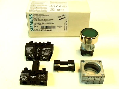 Novo na caixa Siemens 3SB3 651-0AA41 botão verde iluminado: 22mm, LED, 110VAC - Imagem 1 de 3