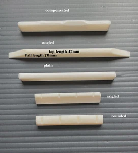BONE Ukulele SADDLES AND TOP NUTS 3 SADDLE TYPES AND 2 TOP NUTS TO CHOOSE FROM - Picture 1 of 28