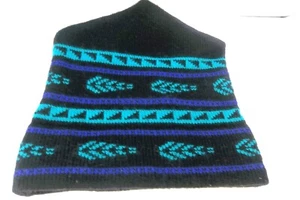 Gorro de lana vintage años 80 invierno esquí sombrero multicolor punta de flecha rayas - Imagen 1 de 4