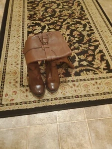 Botas de Montar CLARKS Hasta la Rodilla Cuero Marrón Tacones Trozos Hebilla Detalles Talla 6.5M - Imagen 1 de 17