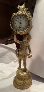 Antique Art Nouveau Figural Statue Desk Clock By Jennings Brothers - Picture 1 of 9