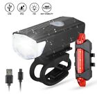 Rechargeable USB Mountain Bicycle Front Back LED Flash Light Cycle Rear Red Lite