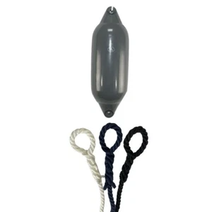 1 x HURRICANE Boat Fender: Grey PM05 - FREE SPLICED END 10MM ROPE - Picture 1 of 2