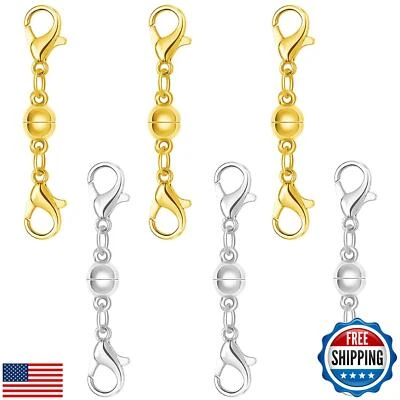 Sterling Silver Magnetic Clasp, Double Lobster Closure, Magnetic Necklace Cla - Image 1 of 4