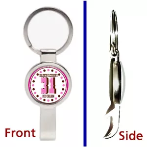 Baskin Robbins Ice Cream Retro Pendant or Keychain silver secret bottle opener - Picture 1 of 1