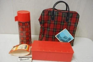 Vintage Aladdin Plaid Thermos Lunch Storage Carry Bag - Picture 1 of 12