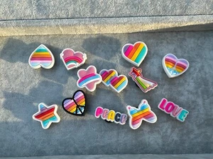 12pcs Love Shoe Charms for Croc Peace, Rainbow, Heart Star LGBTQI DIY - Picture 1 of 5