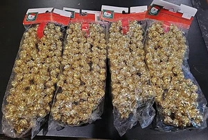 Vintage 4 Gold Garland Strands Santa’s World Holiday Trim, Kurt Adler NOS - Picture 1 of 4