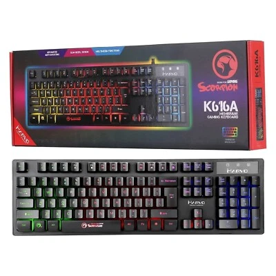 Marvo Scorpion K616A Gaming Keyboard, 3 Colour LED Backlit, USB 2.0, UK Seller - Image 1 of 4