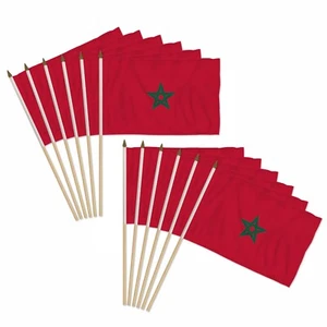 12pc Pack of Morocco 12x18in Handheld Country Stick Flags - Picture 1 of 2