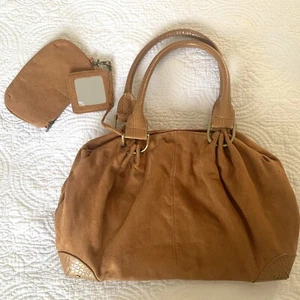 Bolso de mano de 3 piezas Coldwater Creek terroso caramelo imitación gamuza cocodrilo monedero espejo - Imagen 1 de 13