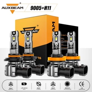 AUXBEAM 9005 H11 Kit combinato lampadine fari fari abbaglianti 100 W 18000LM 6000K - Foto 1 di 11
