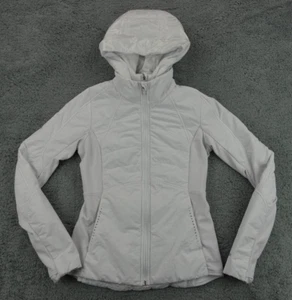 Lululemon Another Mile Jacket Womens 4White Two-in-One Hooded Full Zip Nylon - Picture 1 of 14