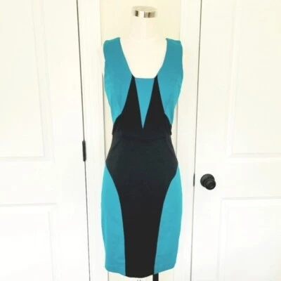 Azure Sleeveless Colorblock Combo Shift Bodycon Dress Sz 4 Party Club Sexy Gift - Image 1 of 4