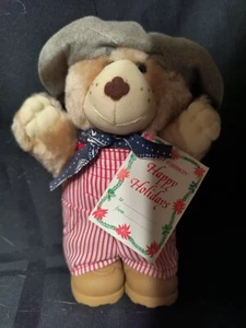 Vintage 1986 Wendy's Dudley Furskin Happy Holiday Plüschbär Stofftier Spielzeug - Bild 1 von 3