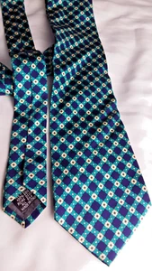 Yves Saint Laurent YSL Silk Men’s Tie Blue Teal Plaid Authentic Designer - Picture 1 of 7